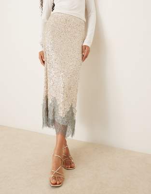 Never Fully Dressed Maeva Midaxi Skirt In Metallic