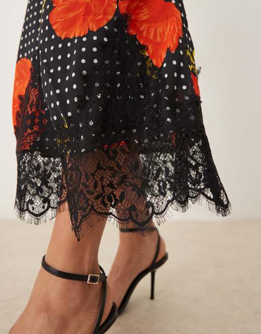 Never Fully Dressed Maeva midi skirt in poppy print, 2 of 5