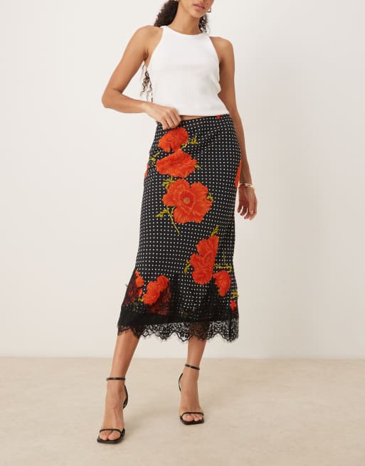 Never Fully Dressed – Maeva – Spódnica midi we wzór w maki, 5 z 5