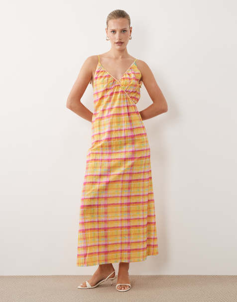 Never Fully Dressed Marisol midi dress in pink check - view 1