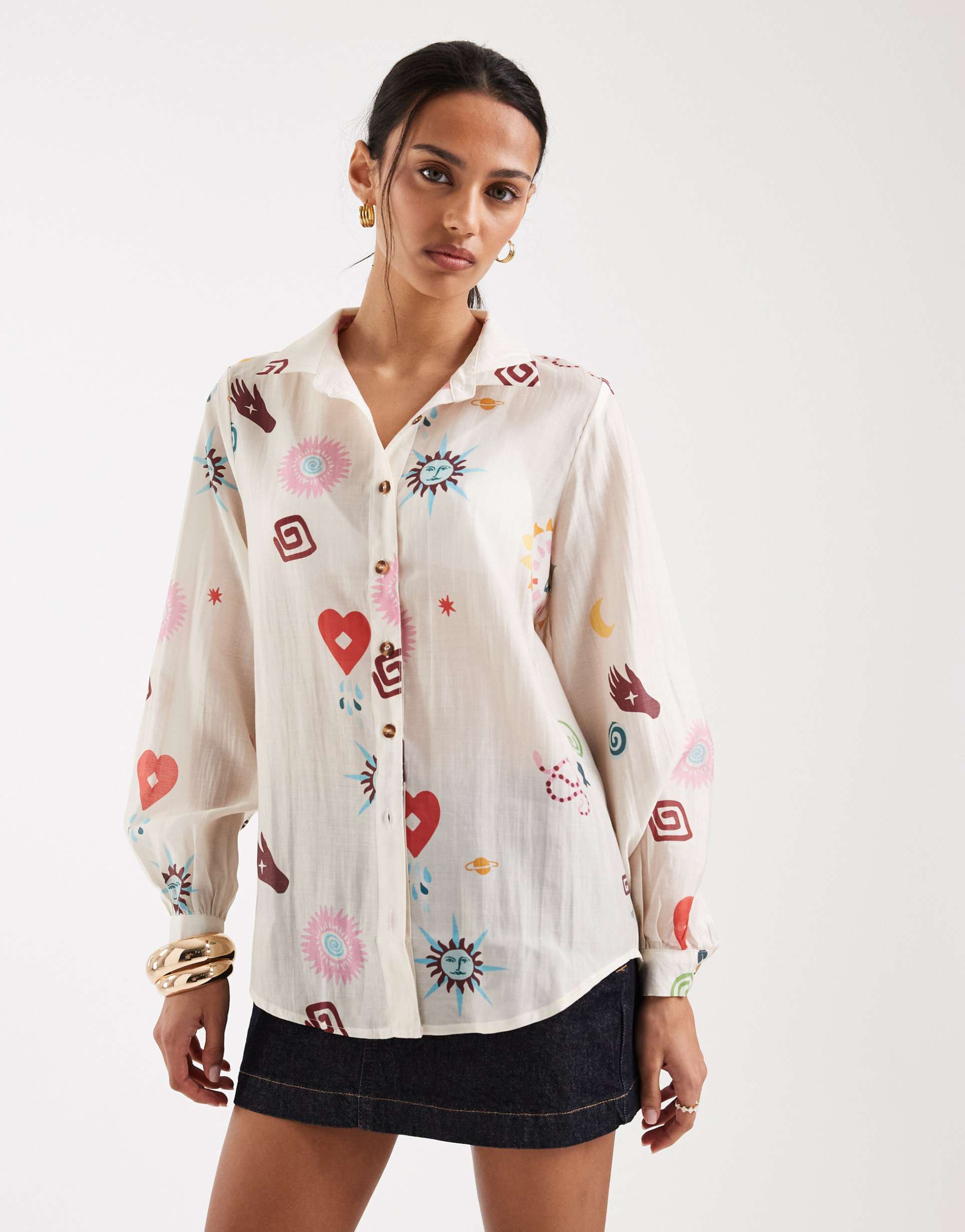 never fully dressed marley charms shirt in cream charm print