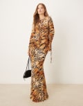 [Never Fully Dressed] Never Fully Dressed maxi skirt in tiger print (Part of a set)-Multi 8 Tiger print