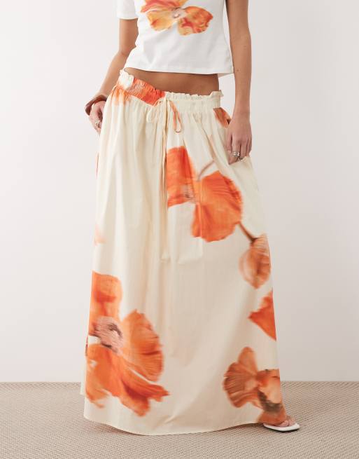 Never Fully Dressed - Maxirok van katoen met bloemenprint in oranje, 2 van 5