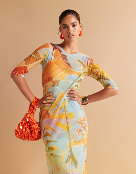 Never Fully Dressed mesh midaxi dress in blue - view 1
