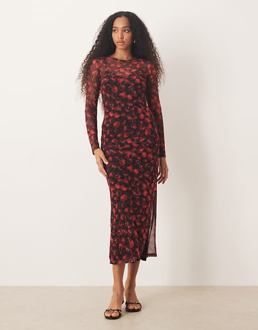 knee length dresses for ladies Cherry On Top Midi Dress