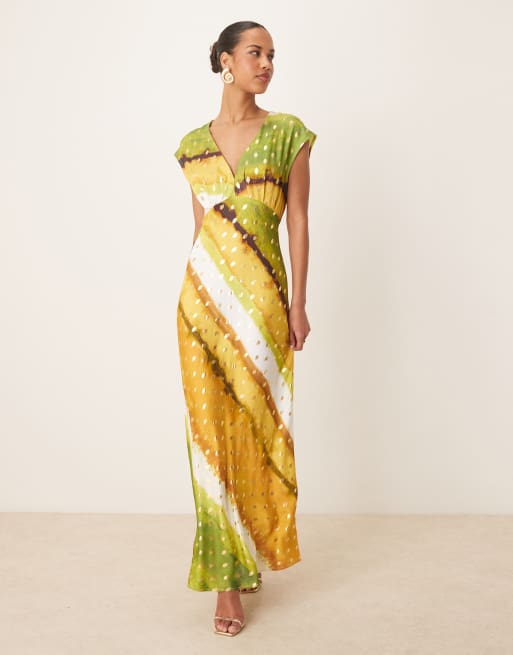 Never Fully Dressed metallic midaxi dress in green ombre print, 2 of 4