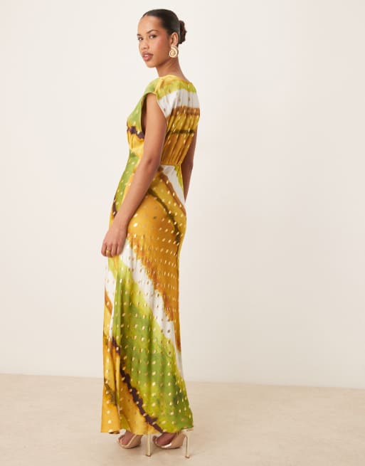 Never Fully Dressed metallic midaxi dress in green ombre print, 4 of 4