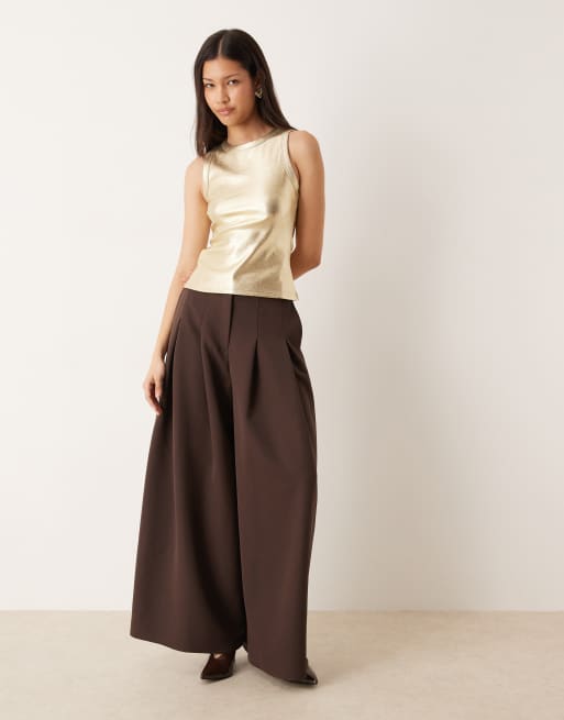 Never Fully Dressed metallic ribbed tank top in gold, 2 of 4