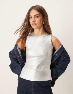 Never Fully Dressed Metallic Ribbed Tank Top