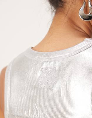Never Fully Dressed Metallic Ribbed Tank Top In Gray