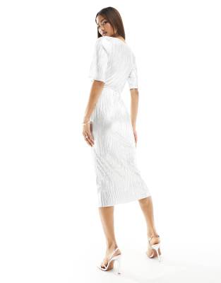 never fully dressed silver plisse dress Never Fully Dressed metallic tie waist plisse midaxi dress in silver