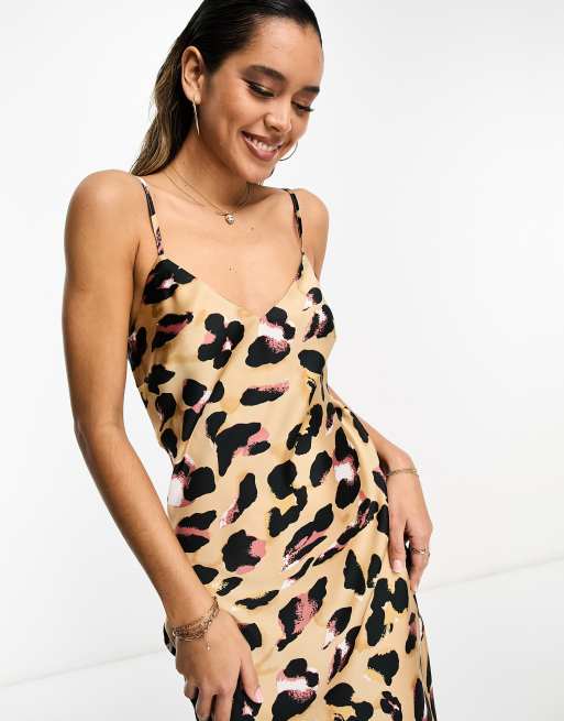 knee length dresses for ladies Philena Mini Slip Dress in Wild Leopard