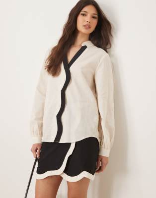 Never Fully Dressed Never Fully Dressed Miley contrast shirt co-ord in cream-White