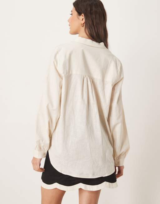 Never Fully Dressed Miley contrast shirt co-ord in cream, 4 of 4