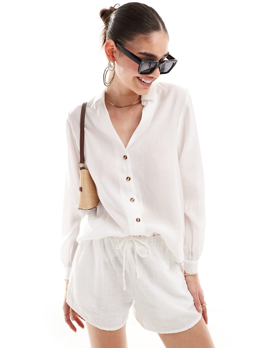 Never Fully Dressed Miley loose fit relaxed button shirt in white