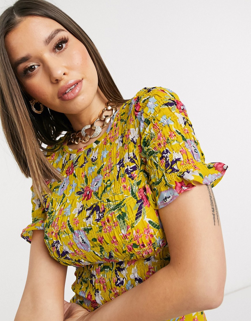 Never Fully Dressed Millie floral co-ord top in yellow