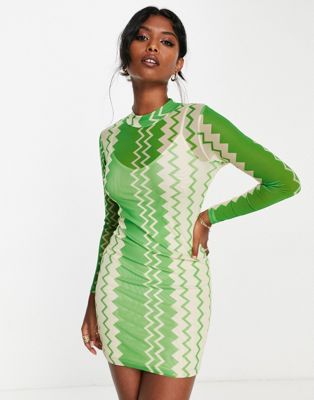 Never Fully Dressed millie mesh mini dress in green
