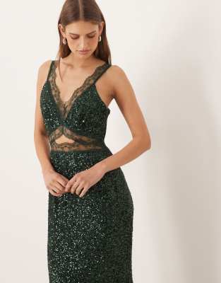 Never Fully Dressed Mimi Embellished Midaxi Dress In Green