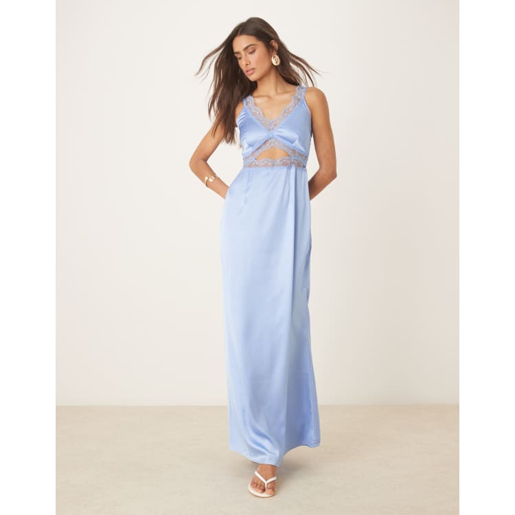 Never Fully Dressed Mimi lace cut-out satin midaxi dress in