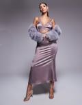 [Never Fully Dressed] Never Fully Dressed Mimi lace cut-out slip maxi dress in mink-Black 6 Mink