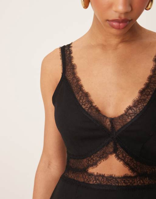 Never Fully Dressed Mimi linen cut-out midaxi dress in black