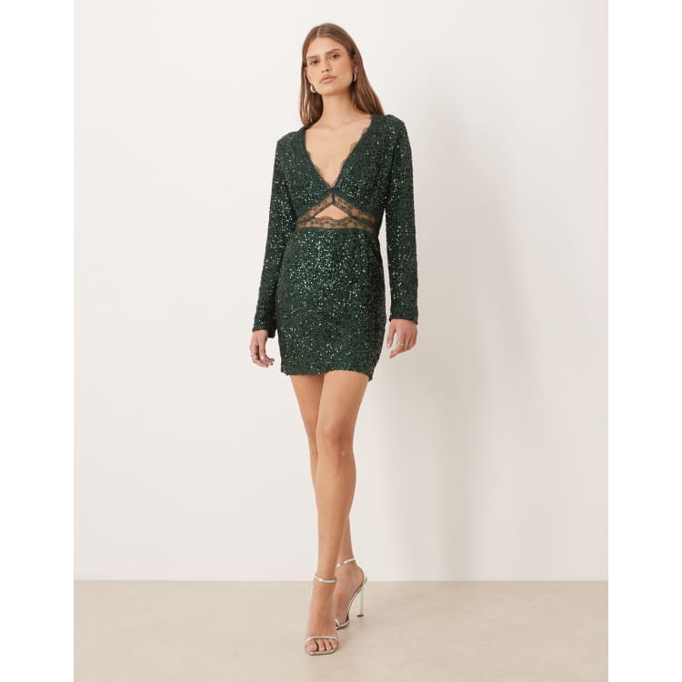 mimi long sleeve mini dress For Love & Lemons Mimi Long Sleeve Mini Dress in White