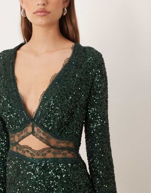 long bias cut dress Rosetta Getty | BIAS Lace Panel Dress | M main image 0