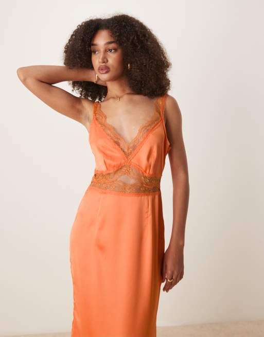 Never Fully Dressed - Mimi - Midaxi slipdress in oranje, 4 van 4
