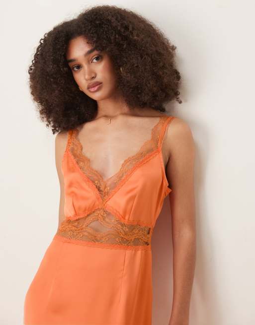 Never Fully Dressed – Mimi – Orange slipklänning i midaxilängd, 2 av 4