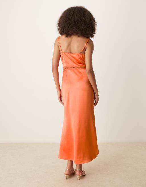 Never Fully Dressed – Mimi – Orange slipklänning i midaxilängd, 3 av 4