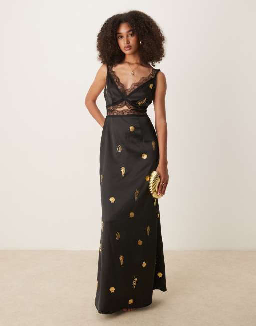 ファッションの midaxi slip Mimi Dressed Fully Never dress gold and black in テープ・マスキングテープ