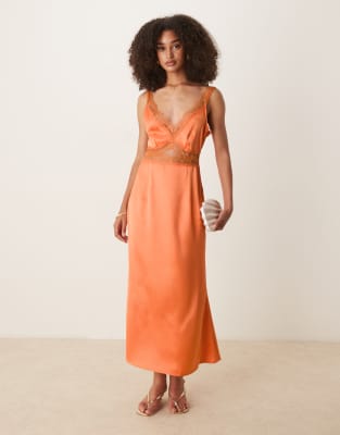 Never Fully Dressed Never Fully Dressed Mimi slip midaxi dress in orange