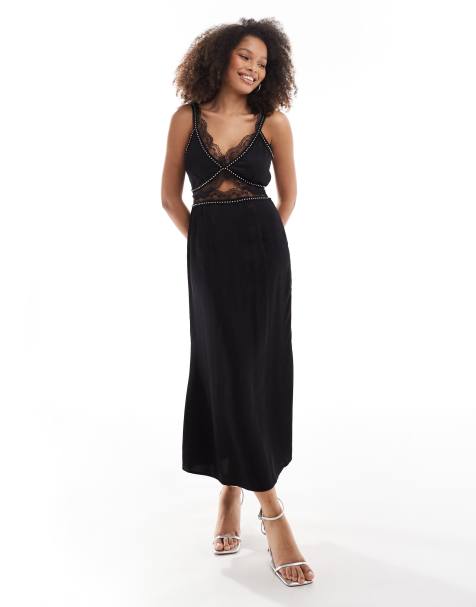 Never Fully Dressed Mimi studded lace midaxi dress in black - view 1