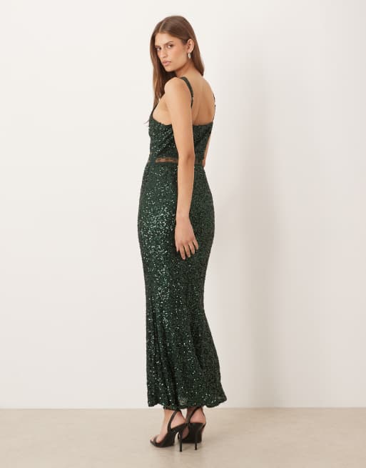 Never Fully Dressed – Mimi – Szmaragdowa sukienka midaxi ze zdobieniem, 3 z 4