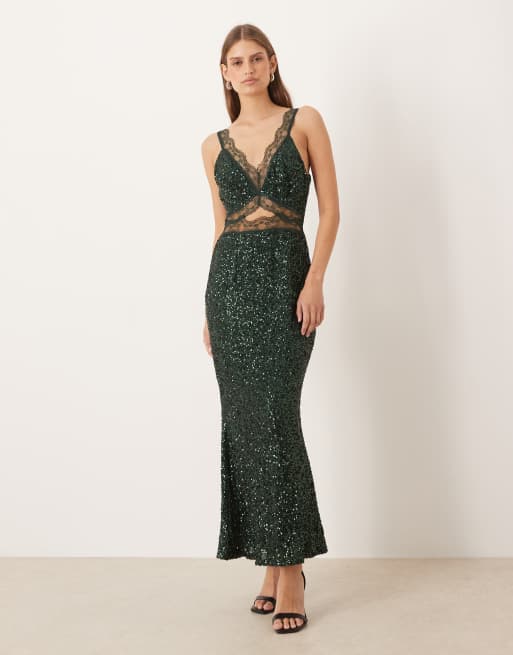 Never Fully Dressed - Mimi - Vestito al polpaccio decorato color smeraldo