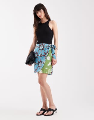 Never Fully Dressed Mini Wrap Skirt In Multi
