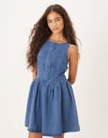 [Never Fully Dressed] Never Fully Dressed Monika denim mini dress in blue 12 Denim