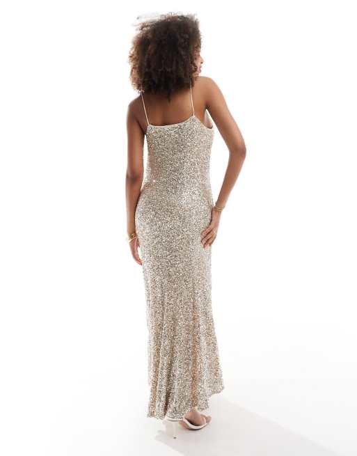 Never Fully Dressed - Mya - Midaxi jurk met lovertjes in goud en zilver, 3 van 4