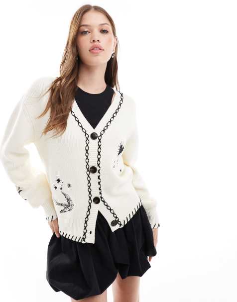 Never Fully Dressed Mystical tattoo knit cardigan in cream - view 1
