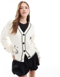 [Never Fully Dressed] Never Fully Dressed mystical tattoo knit cardigan in cream-White L Cream
