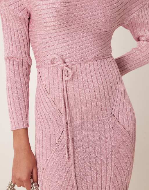 chinese dress ladies Celestino Floral Metallic Knit Maxi Dress - Pink