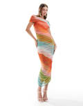 [Never Fully Dressed] Never Fully Dressed off shoulder ruched midaxi dress in ombre-Multi 16 Ombre