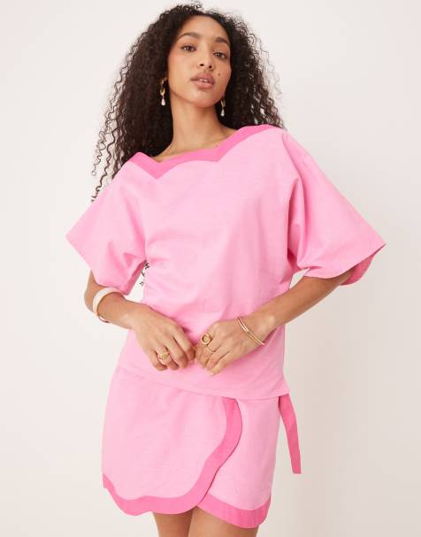Never Fully Dressed off shoulder top in contrast pink (part of a set) - view 1