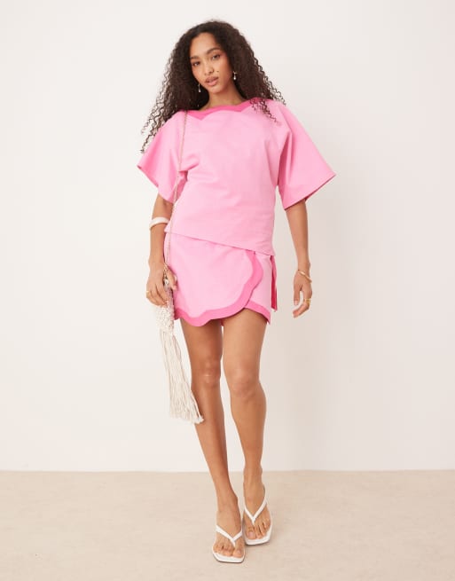 Never Fully Dressed off the shoulder top in contrast pink - part of a set, 2 of 4