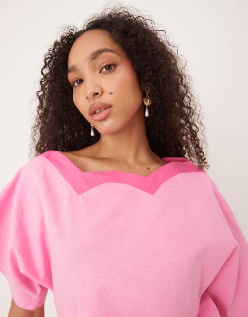 Never Fully Dressed off the shoulder top in contrast pink - part of a set, 3 of 4