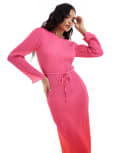 [Never Fully Dressed] Never Fully Dressed ombre plisse midaxi dress in red and pink 16 Red/Pink