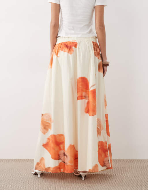 Never Fully Dressed – Orange, blommig maxikjol i bomull, 5 av 5