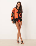 [Never Fully Dressed] Never Fully Dressed oversized cardigan in poppy knit (part of a set)-Orange S Orange Poppy
