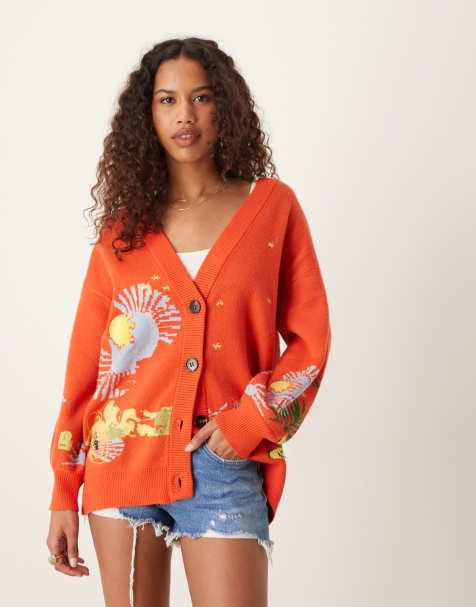 Never Fully Dressed palm cardigan in orange - view 1