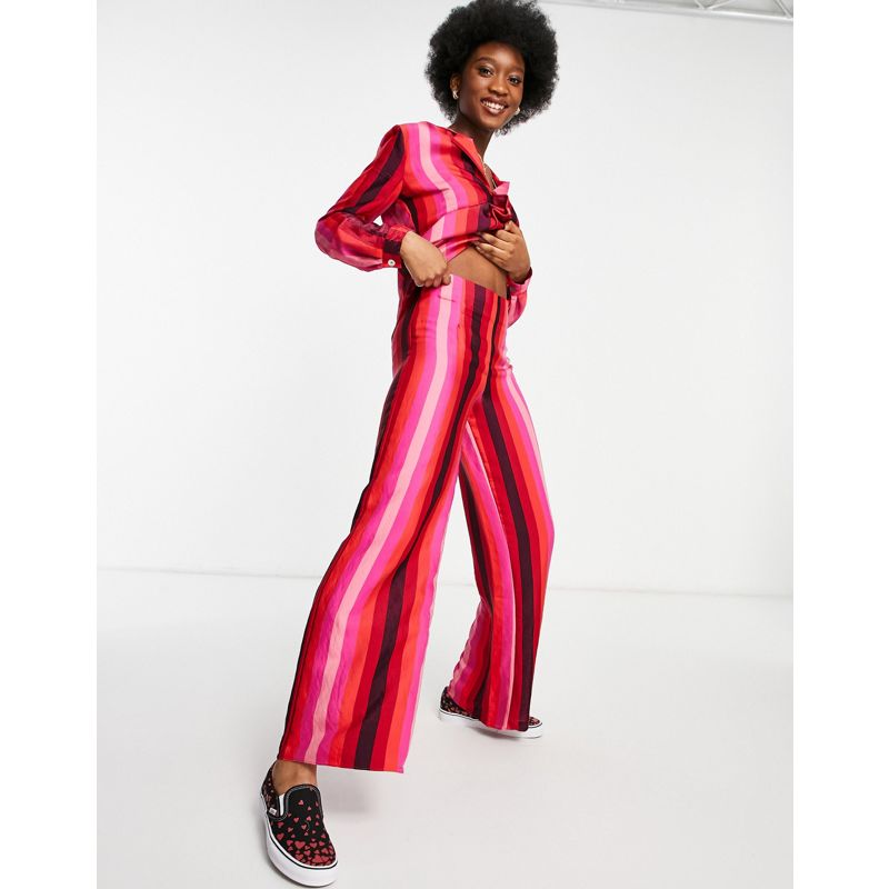 Donna asd46 Never Fully Dressed - Pantaloni a righe rosa e rosso in coordinato